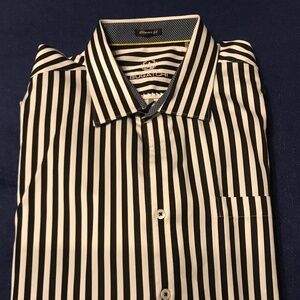 Bugatchi Uomo XXL 100% Cotton Sateen Black and White Stripe